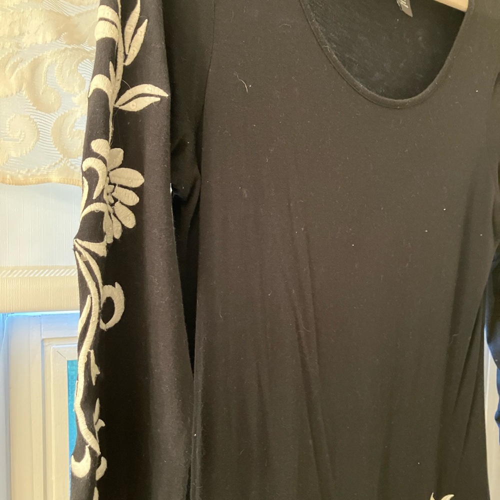 INC International Concepts Black Dress with White Floral Accents